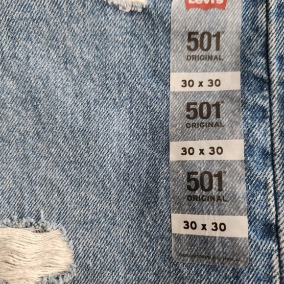 Levi's 501 Original High Rise Straight Leg Medium Wash Distress Jeans Size 30x30 - Picture 10 of 15